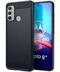 MOFI Motorola Moto G60s Hoesje Geborsteld TPU Flexibele Back Cover Blauw
