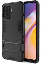 Geen Oppo A94 Hoesje Shock Proof Hybride Back Cover met Kickstand Zwart