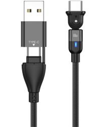 Geen 2-in-1 USB-A / USB-C naar USB-C Kabel 60W Power Delivery 1M Zwart