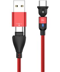 Geen 2-in-1 USB-A / USB-C naar USB-C Kabel 60W Power Delivery 1M Rood
