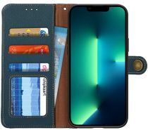 Khazneh Apple iPhone 13 Pro Max Hoesje RFID Portemonnee Echt Leer Groen