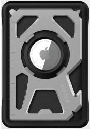 Raptic Tactical Wallet Apple AirTag Portemonnee Echt Leer Zwart