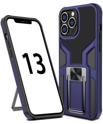 Geen Apple iPhone 13 Pro Max Hoesje Hybride Back Cover Kickstand Navy