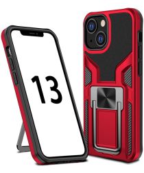 Geen Apple iPhone 13 Mini Hoesje Hybride Back Cover Kickstand Rood