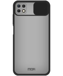 Geen MOFI Samsung Galaxy A22 5G Hoesje Camera Slider Back Cover Zwart