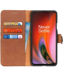 Geen KHAZNEH OnePlus Nord 2 Hoesje Portemonnee Book Case Bruin