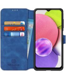 DG Ming Samsung Galaxy A03s Hoesje Retro Wallet Book Case Blauw