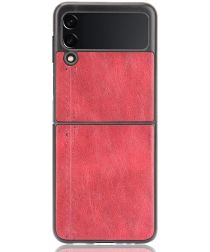 Geen Samsung Galaxy Z Flip 3 Hoesje Kunstleer Back Cover Rood