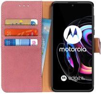 KHAZNEH Motorola Edge 20 Pro Hoesje Wallet Book Case Roze