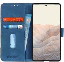 Geen KHAZNEH Google Pixel 6 Pro Hoesje Vintage Wallet Book Case Blauw