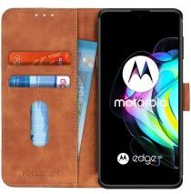 KHAZNEH Motorola Edge 20 Hoesje Retro Wallet Book Case Bruin