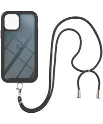 Geen Apple iPhone 13 Pro Hoesje met Koord Back Cover Keycord Zwart