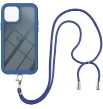 Geen Apple iPhone 13 Mini Hoesje met Koord Back Cover Keycord Blauw