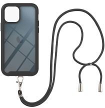 Geen Apple iPhone 13 Mini Hoesje met Koord Back Cover Keycord Zwart