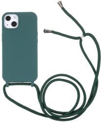 Geen Apple iPhone 13 Mini Hoesje Back Cover Flexibel TPU met Koord Groen