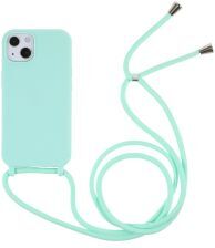 Geen Apple iPhone 13 Mini Hoesje Back Cover Flexibel TPU met Koord Blauw