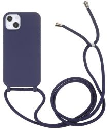 Geen Apple iPhone 13 Mini Hoesje Back Cover Flexibel TPU met Koord Navy