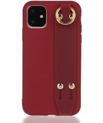 Geen Apple iPhone 13 Pro Max Hoesje TPU met Hand Strap Kickstand Rood