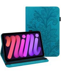 Geen Apple iPad Mini 6 Hoes Portemonnee Book Case met Vlinder Print Blauw