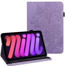 Geen Apple iPad Mini 6 Hoes Portemonnee Book Case met Vlinder Print Paars