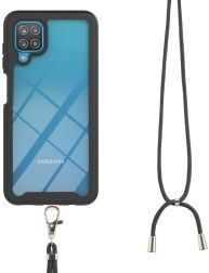 Geen Samsung Galaxy A12 Hoesje met Koord TPU Back Cover Keycord Zwart