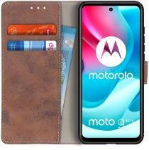 Geen Motorola Moto G60s Hoesje Wallet Book Case Bruin