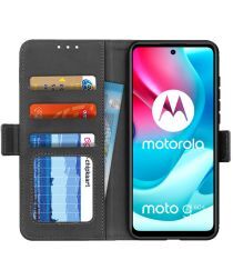 Geen Motorola Moto G60s Hoesje Wallet Kunstleer Book Case Zwart