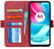 Geen Motorola Moto G60s Hoesje Wallet Kunstleer Book Case Rood