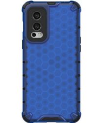 Geen OnePlus Nord 2 Hoesje Hybride Back Cover Honinggraat Blauw