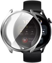 Geen Huawei Watch 3 Hoesje Hard Plastic Bumper met Tempered Glass Zilver