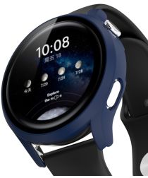 Geen Huawei Watch 3 Pro Hoesje Hard Plastic Bumper met Tempered Glass Blauw