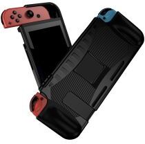 Geen Nintendo Switch Hoesje Schokbestendig TPU Case met Kickstand Zwart