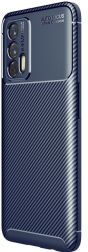 Geen Realme GT Hoesje Geborsteld TPU Flexibele Back Cover Blauw