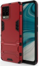 Geen Realme 8 4G Hoesje Shock Proof Back Cover Met Kickstand Rood