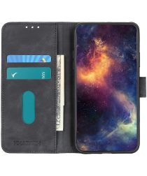 Geen KHAZNEH Oppo Reno 6 Pro Hoesje Hoesje Retro Wallet Book Case Zwart