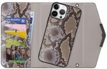 Mobilize Gelly Wallet Zipper iPhone 13 Pro Max Hoesje Beige Snake