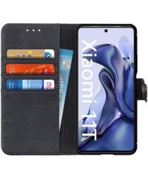 Geen KHAZNEH Xiaomi 11T/11T Pro Hoesje Portemonnee Bookcase Kunstleer Zwart