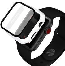 Geen Apple Watch 7 45MM Hoesje Hard Plastic Bumper met Tempered Glass Wit