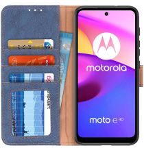 KHAZNEH Motorola Moto E20 / E40 Hoesje Portemonnee Book Case Blauw