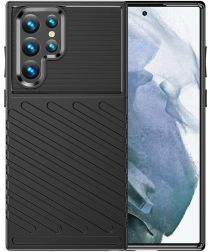 Selected by GSMpunt.nl Samsung Galaxy S22 Ultra Hoesje TPU Thunder Design Back Cover Zwart