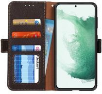 KHAZNEH Samsung Galaxy S22 Plus Hoesje RFID Wallet Echt Leer Bruin