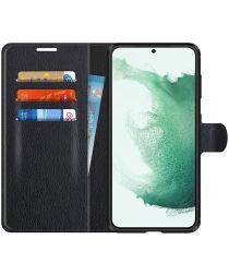 Geen Samsung Galaxy S22 Plus Hoesje Portemonnee Book Case Kunstleer Zwart