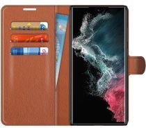 Geen Samsung Galaxy S22 Ultra Hoesje Portemonnee Book Case Kunstleer Bruin