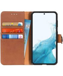 KHAZNEH Samsung Galaxy S22 Hoesje Wallet Book Case Kunstleer Bruin