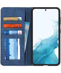 Geen Samsung Galaxy S22 Hoesje Book Case met Pasjes Kunstleer Blauw