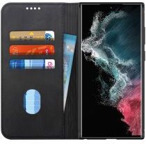 Geen Samsung Galaxy S22 Ultra Hoesje Book Case Kunstleer Cover Zwart