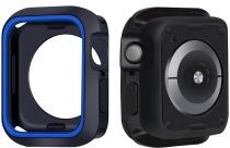 Geen Apple Watch Series 7 41MM Hoesje Schokbestendig Siliconen Zwart Blauw