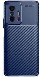 Geen Xiaomi Mi 11T / 11T Pro Hoesje Siliconen Carbon TPU Back Cover Blauw