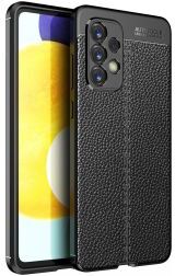 Geen Samsung Galaxy A33 Hoesje Back Cover met Kunstleer Textuur Zwart