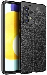 Geen Samsung Galaxy A53 Hoesje Back Cover met Kunstleer Textuur Zwart